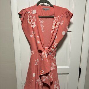 NLW Pink Floral Wrap Dress - Size S